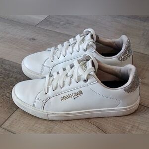 Roberto Cavalli Sport Leather & Glitter Sneakers Women’s Size 7.5